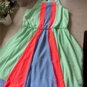 GB Girls Mint Green and Coral Casual Dress